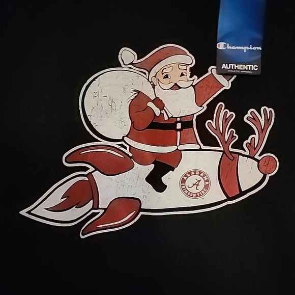 NWT Men's Alabama Crimson Tide Santa Champion Long Sleeve T-shirt - Picture 2 of 3